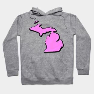Pink Michigan Outline Hoodie